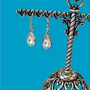 Elegant Silver Teardrop Earrings  a clear quartz teardrop dangle earring